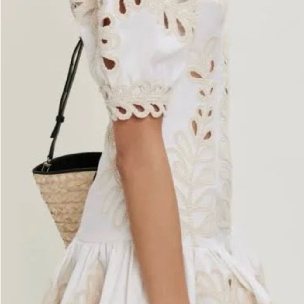 Maje White and Cream Ecru Cut Out Rosana Dress
